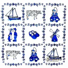 MIMEX z motywem symboli Holandii na niebiesko