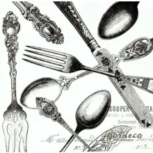 Serwetka do decoupage sztućce retro 25x25 MICHEL Unikat