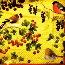 Serwetka do decoupage ptaszki na owocowych gałązkach 33x33 NOUVEAU Unikat