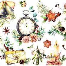 Serwetka do decoupage zegar vintage 33x33 firmy NOUVEAU