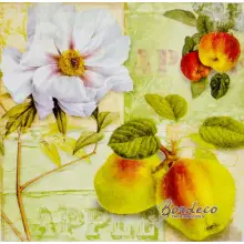Serwetka do decoupage jabłka i kwiat jabłoni 33x33 NOUVEAU Unikat