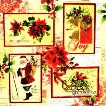 Serwetka do decoupage dawne karty świąteczne 33x33 NOUVEAU Unikat