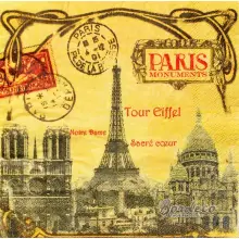 Serwetka do decoupage zabytki Paryża 33x33 ORVAL Unikat