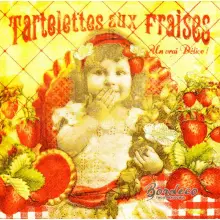 Serwetka do decoupage dziewczynka z truskawkami 33x33 ORVAL Unikat