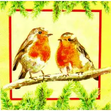 Serwetka do decoupage dwa rudziki na gałązce 33x33 Paper+Design Unikat