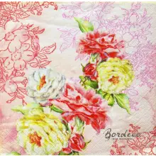 Serwetka do decoupage róże na różowej tapecie w kwiaty 33x33 Paper+Design Unikat
