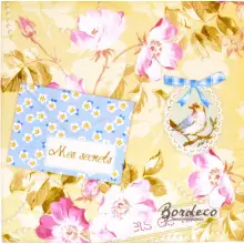 Serwetka do decoupage Mes secrets, delikatne kwiaty i ptaszek 33x33 PAPSTAR Unikat