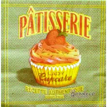 Serwetka do decoupage PATISSERE, babeczka z truskawką 33x33 PAPSTAR Unikat