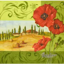 Serwetka do decoupage Toskania z makami 33x33 PAPSTAR Unikat