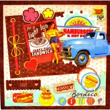 Serwetka do decoupage amerykański bar dla kierowców 33x33 PAPSTAR Unikat