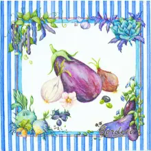 Serwetka do decoupage bakłażan, cebula, czosnek 33x33 PAPSTAR Unikat