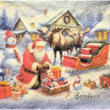 Serwetka do decoupage Mikołaj z prezentami 33x33 PAW