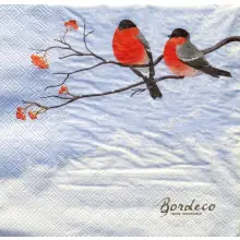 Serwetka do decoupage dwa gile na jarzębinie zimą 33x33 PAW Unikat