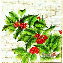 Serwetka do decoupage gałązka ostrokrzewu 33x33 PAW Unikat