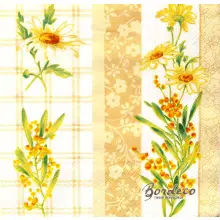 Serwetka do decoupage żółte kwiatki w kolumnach 33x33 PAW Unikat