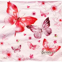 Serwetka dot decoupage malowane motylki  na różowo 33x33 PAW Unikat