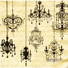 Serwetka do decoupage ozdobne czarne żyrandole 33x33 PAW Unikat