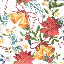 Serwetka do decoupage poinsecja i dzwonki 33x33 PAW