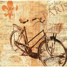 Serwetka do decoupage rower z koszem wiklinowym na kierownicy, vintage 33x33 PAW Unikat