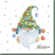 Serwetka do decoupage skrzat z choinką na głowie 33x33 PAW