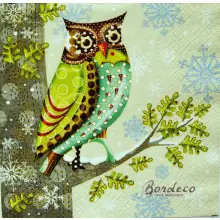 Serwetka do decoupage kolorowa sowa na drzewie 33x33 PAW Unikat