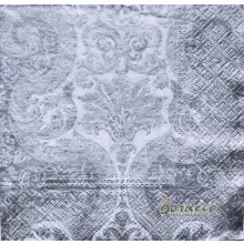 Serwetka do decoupage srebrny ornament, tapeta 33x33 PAW Unikat