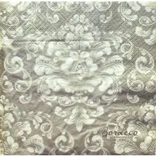 białego ornamentu, tapety na błyszczącym srebrnym tle 33x33cm. Unikat