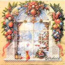 Serwetka do decoupage okno świąteczne 33x33 PAW