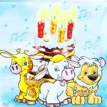 Serwetka do decoupage urodzinowy tort ze zwierzątkami 33x33 PAW Unikat