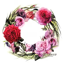 Serwetka do decoupage wianek z róż 33x33 seria PAW