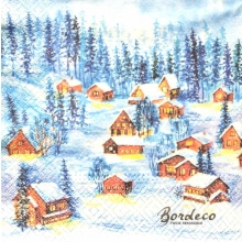Serwetka do decoupage góralska wioska zimą 33x33 PAW