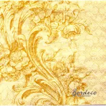 Serwetka do decoupage złota tapeta z motywem kwiatowym 33x33 PAW Unikat