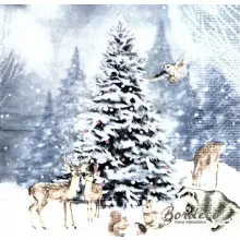 Serwetka do decoupage choinka i zwierzątka 33x33 PEPCO