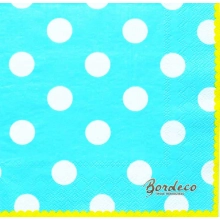 Serwetka do decoupage białe grochy na turkusowym tle 33x33 PIXIE Unikat