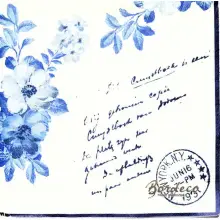 Serwetka do decoupage niebieskie kwiaty, vintage 33x33 PIXIE Unikat
