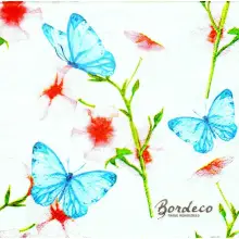 Serwetka do decoupage niebieskie motyle, różowe kwiaty, 33x33 PIXIE Unikat