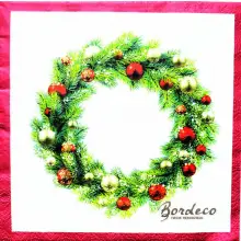 Serwetka do decoupage świąteczny wianek z bombkami 33x33 PIXIE Unikat