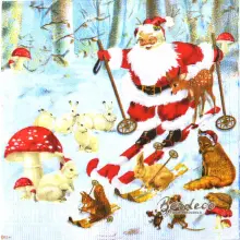 Serwetka do decoupage Mikołaj na nartach 33x33 PPD Unikat