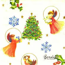 Serwetka do decoupage aniołki, choinka 33x33 PPD Unikat