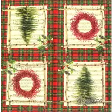 Serwetka do decoupage zielona choinka i czerwony wianek 25x25 PPD Unikat