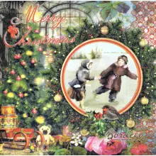 Serwetka do decoupage dzieci na łyżwach 33x33 PPD Unikat
