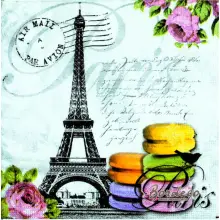 Serwetka do decoupage francuskie makaroniki 25x25 PPD Unikat