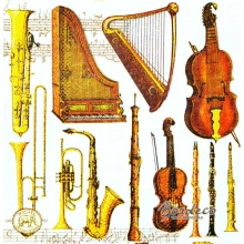Serwetka do decoupage instrumenty muzyczne 25x25 PPD