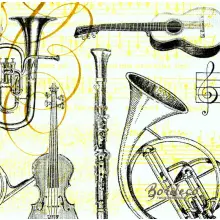 Serwetka do decoupage instrumenty muzyczne 33x33 PPD Unikat