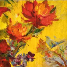 Serwetka do decoupage kwiaty malowane 33x33 PPD Unikat