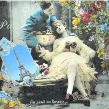 Serwetka do decoupage miłość w Paryżu 33x33 PPD Unikat