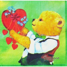 Serwetka do decoupage miś z serduszkiem 25x25 PPD Unikat