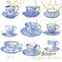 Serwetka do decoupage filiżanki niebieskie 33x33 PPD Unikat