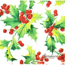 Serwetka do decoupage ostrokrzew z owocami 33x33 PPD Unikat