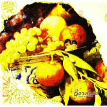 Serwetka do decoupage owoce, oliwki i kwiat 33x33 PPD Unikat